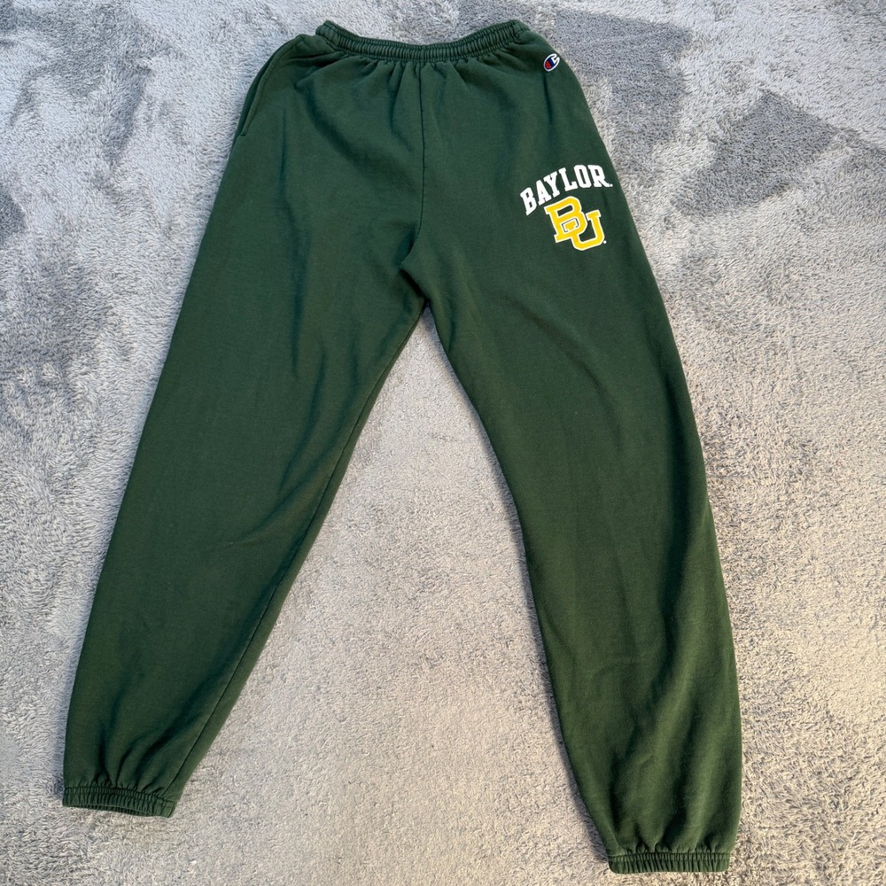 Champion Baylor University Bears Sweatpants Medium Green Fleece Joggers Pockets